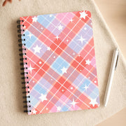 Coral Plaid Starfall Notebook 3