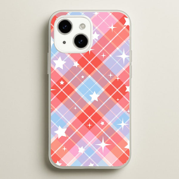 Coral Plaid Starfall Phone Case - iPhone 14 Plus / Standard