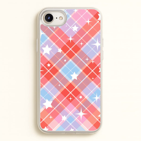 Coral Plaid Starfall Phone Case - iPhone 6 Plus / 7 Plus / 8 Plus / Standard