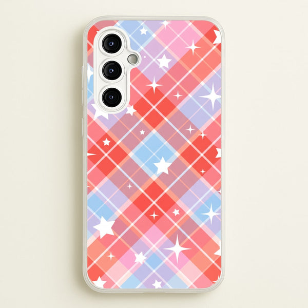 Coral Plaid Starfall Phone Case - Galaxy A54 / Standard