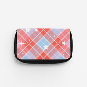 Coral Plaid Starfall Pencil Case 1