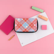 Coral Plaid Starfall Pencil Case 3