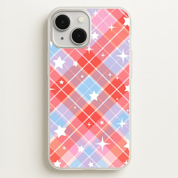 Coral Plaid Starfall Phone Case - iPhone 13 Mini / Standard