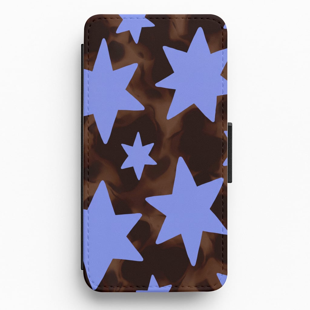 Tortoiseshell Star Scatter Flip / Wallet Phone Case