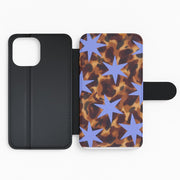 Tortoiseshell Star Scatter - Periwinkle Flip / Wallet Phone Case 2