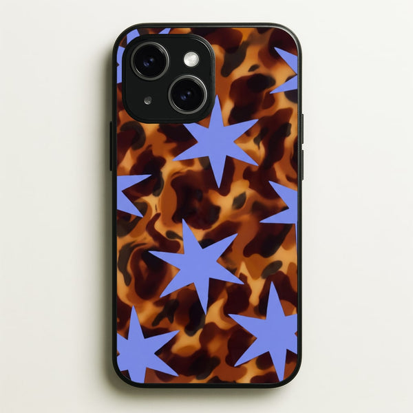 Tortoiseshell Star Scatter - Periwinkle Phone Case - iPhone 14 / Standard