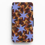 Tortoiseshell Star Scatter - Periwinkle Flip / Wallet Phone Case 1