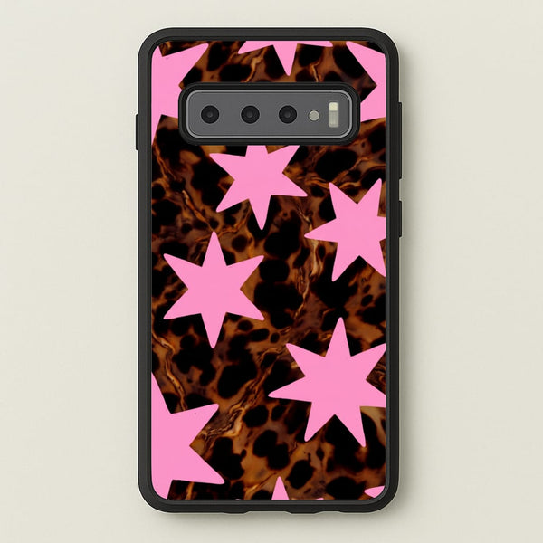 Tortoiseshell Star Scatter - Pink Phone Case - Galaxy S10 Plus / Standard