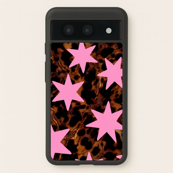 Tortoiseshell Star Scatter - Pink Phone Case - Google Pixel 8a / Standard