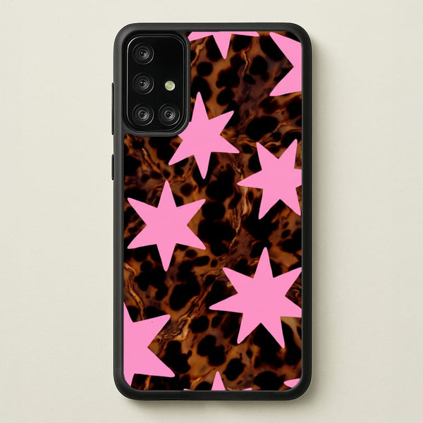 Tortoiseshell Star Scatter - Pink Phone Case - Galaxy A71 / Standard