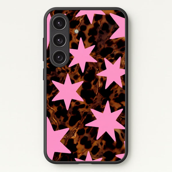 Tortoiseshell Star Scatter - Pink Phone Case - Galaxy S24 Plus / Standard