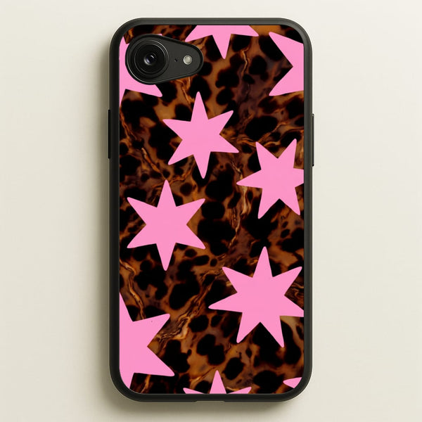 Tortoiseshell Star Scatter - Pink Phone Case - iPhone 17e / Standard