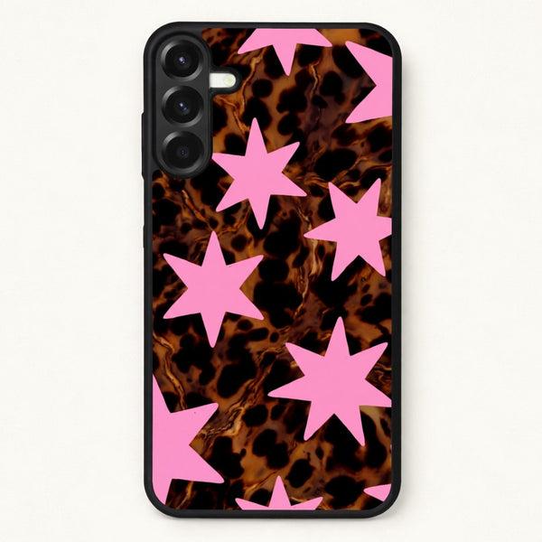 Tortoiseshell Star Scatter - Pink Phone Case - Galaxy A57 / Standard