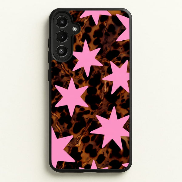 Tortoiseshell Star Scatter - Pink Phone Case - Galaxy A34 / Standard