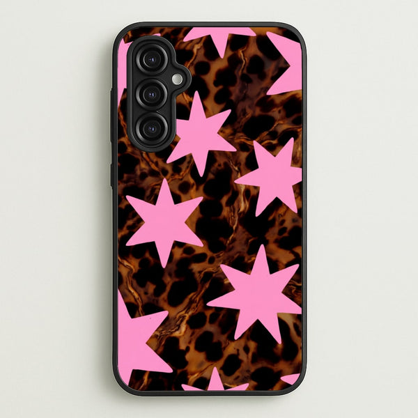 Tortoiseshell Star Scatter - Pink Phone Case - Galaxy A14 / Standard