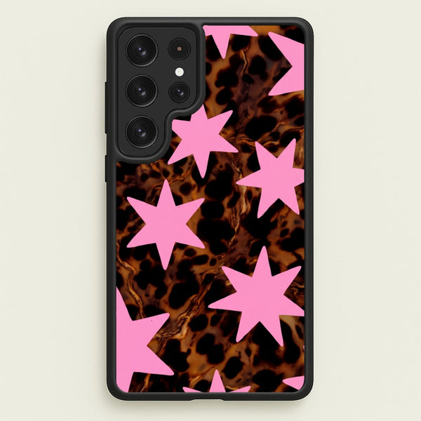 Tortoiseshell Star Scatter - Pink Phone Case - Galaxy S22 Ultra / Standard