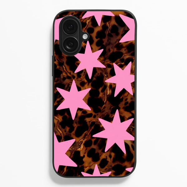 Tortoiseshell Star Scatter - Pink Phone Case - iPhone 16 / Standard