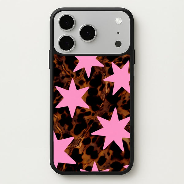 Tortoiseshell Star Scatter - Pink Phone Case - iPhone 17 Pro Max / Standard