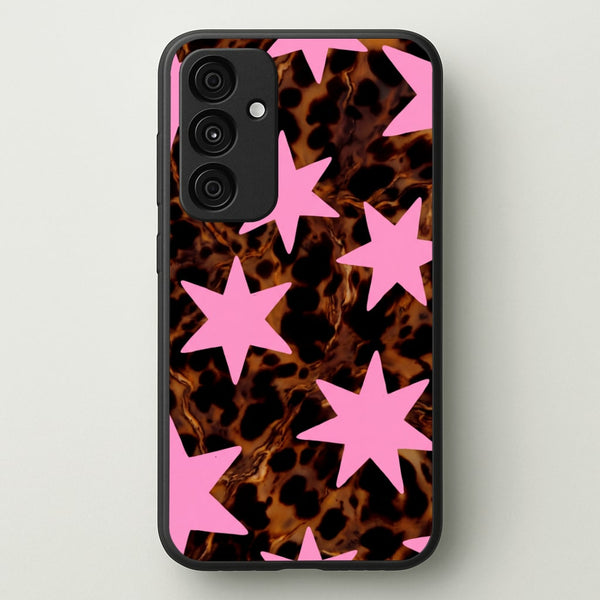 Tortoiseshell Star Scatter - Pink Phone Case - Galaxy A35 / Standard
