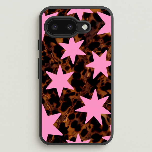 Tortoiseshell Star Scatter - Pink Phone Case - Google Pixel 9a / Standard