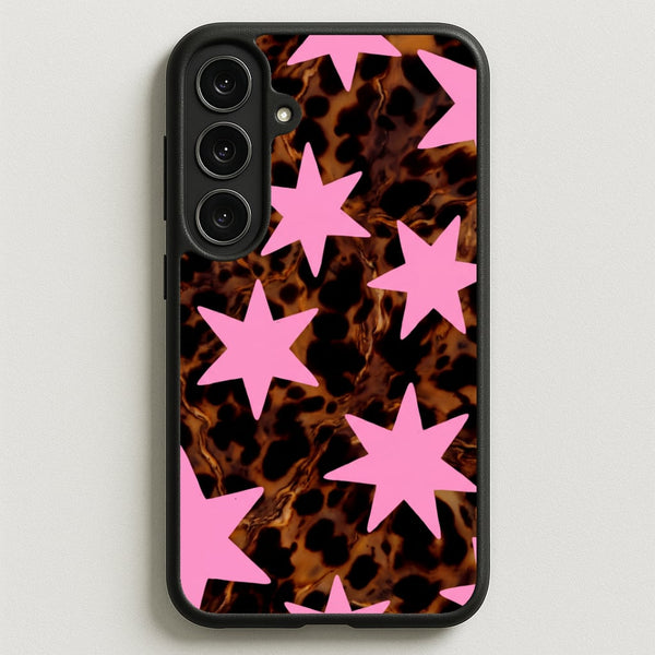 Tortoiseshell Star Scatter - Pink Phone Case - Galaxy S25FE / Standard