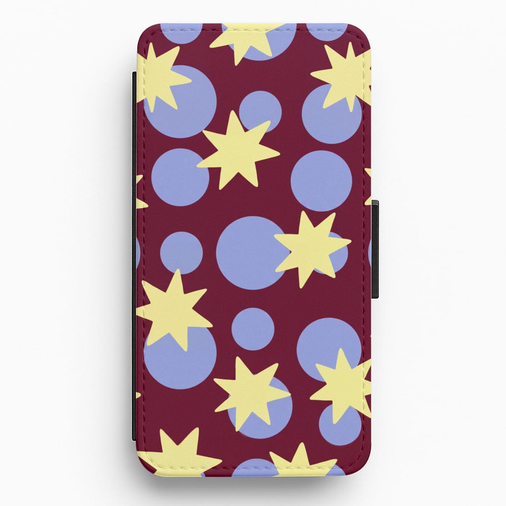 Butter Stars On Burgundy Flip / Wallet Phone Case