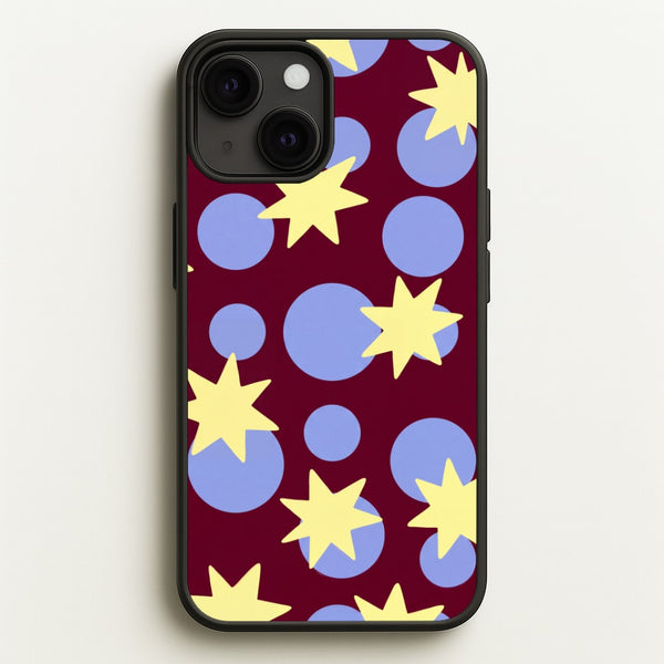 Butter Stars On Burgundy Phone Case - iPhone 13 Mini / Standard