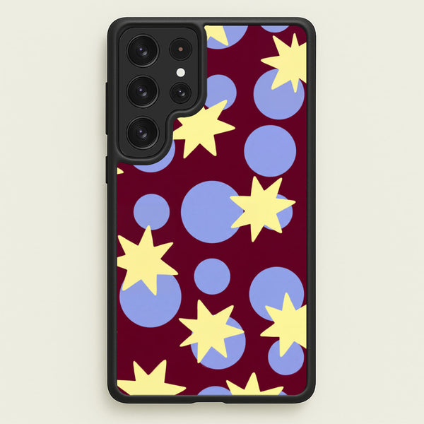 Butter Stars On Burgundy Phone Case - Galaxy S23 Ultra / Standard