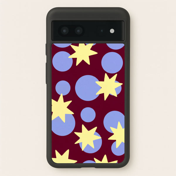 Butter Stars On Burgundy Phone Case - Google Pixel 7 / Standard