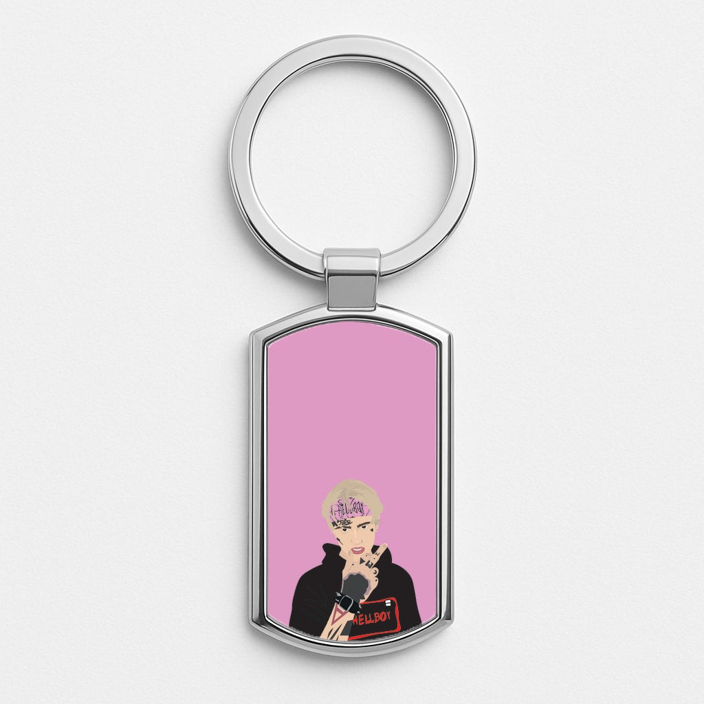 Pink Bandana - Peep Silver Keyring
