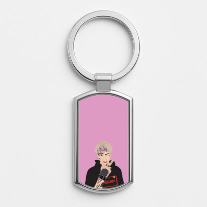 Pink Bandana - Peep Silver Keyring