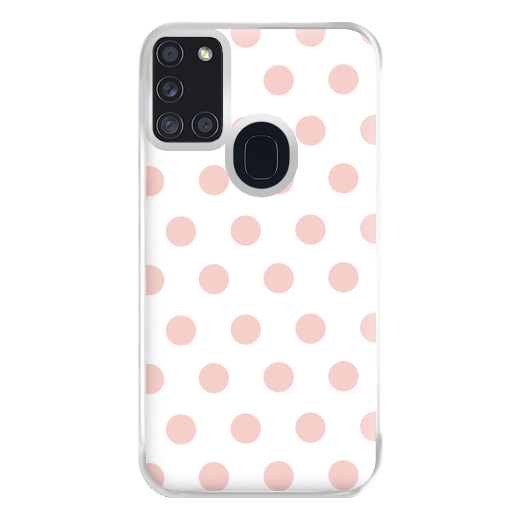 Pink Polka Dot Personalised Phone Case for Galaxy A21s