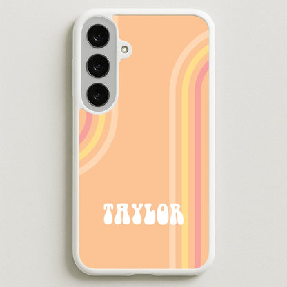 Retro Orange Personalised Name Phone Case for Galaxy S25FE