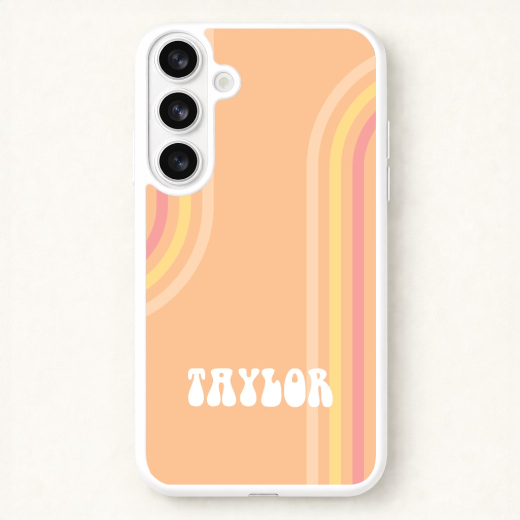 Retro Orange Personalised Name Phone Case for Galaxy S26 Plus