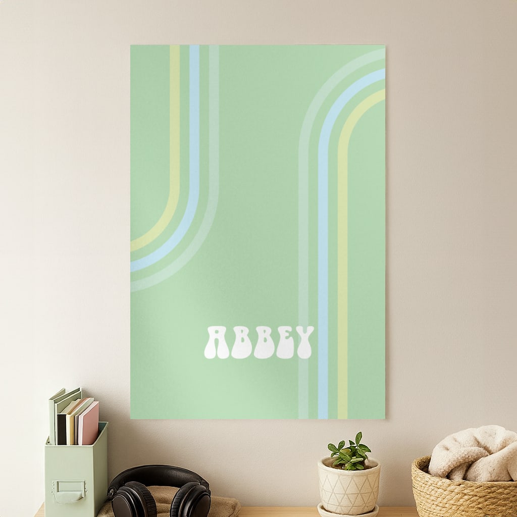 Retro Green Personalised Name Poster