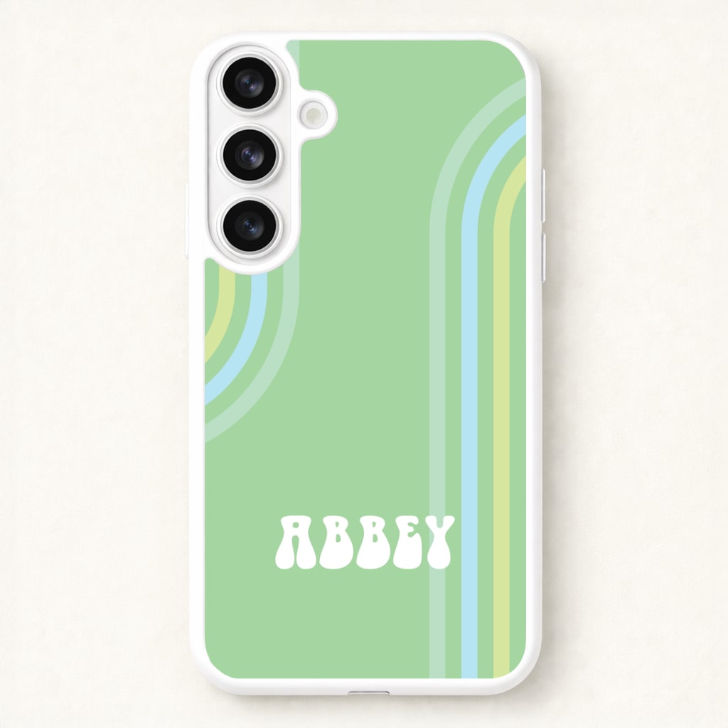 Retro Green Personalised Name Phone Case for Galaxy S26 Plus