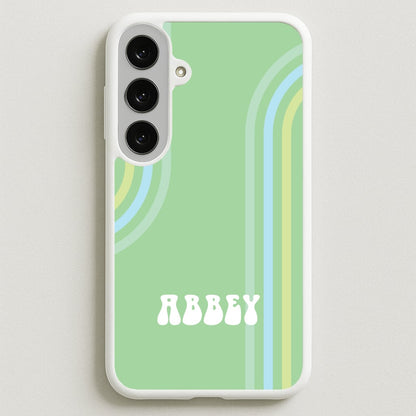 Retro Green Personalised Name Phone Case for Galaxy S25FE