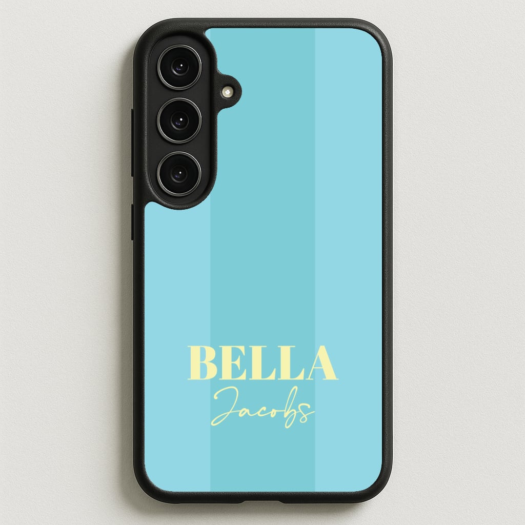 Blue Stripe Personalised Name Phone Case for Galaxy S25FE