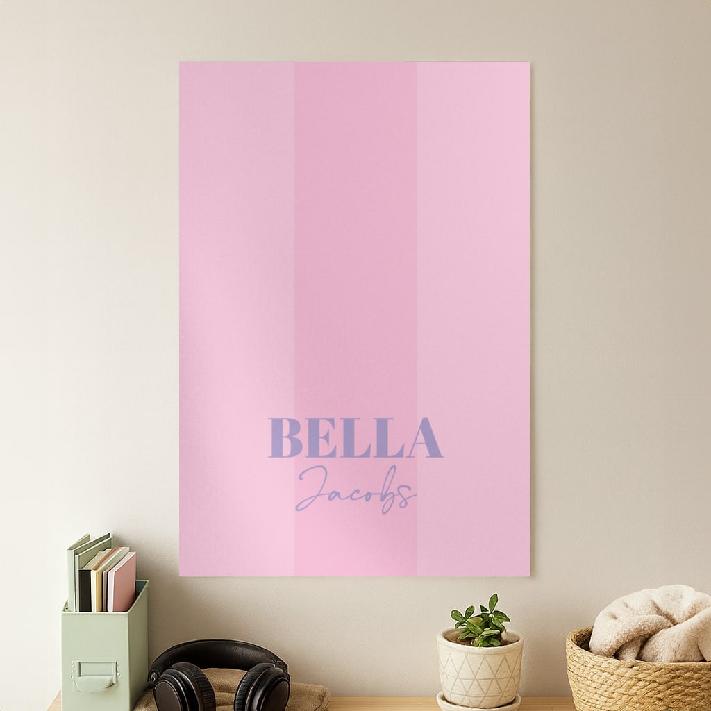 Pink Stripe Personalised Name Poster