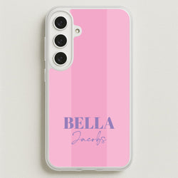 Pink Stripe Personalised Name Phone Case for Galaxy S25FE
