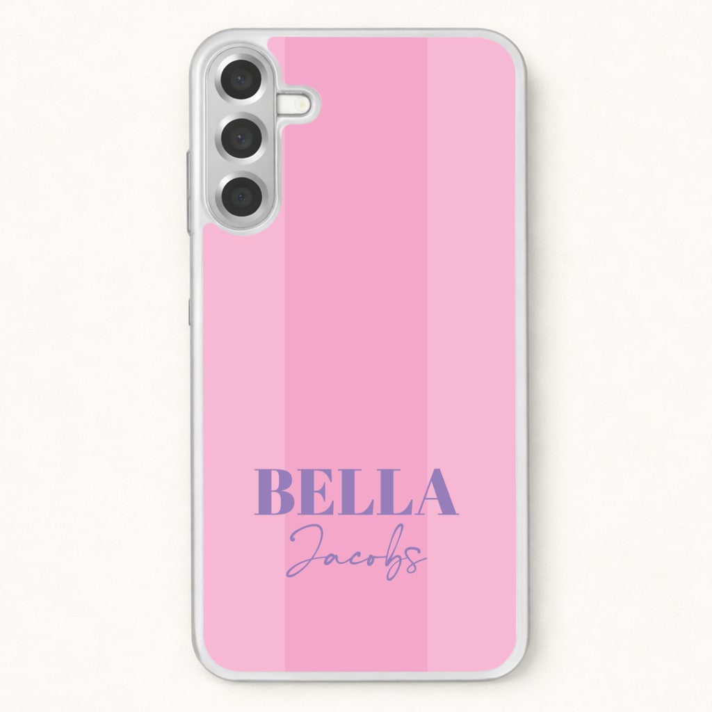 Pink Stripe Personalised Name Phone Case for Galaxy A57