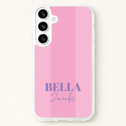 Pink Stripe Personalised Name Phone Case for Galaxy S26