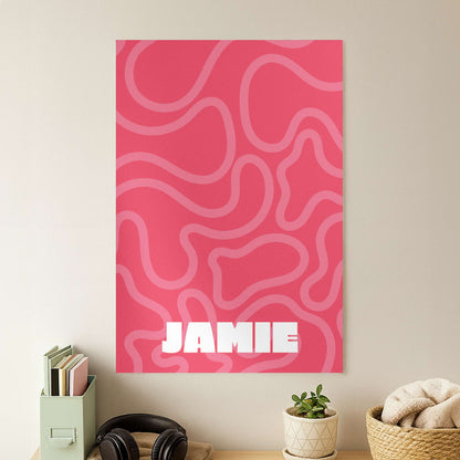 Red And Pink Squiggles Personalised Name Poster
