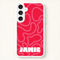 Red And Pink Squiggles Personalised Name Phone Case for Galaxy S26