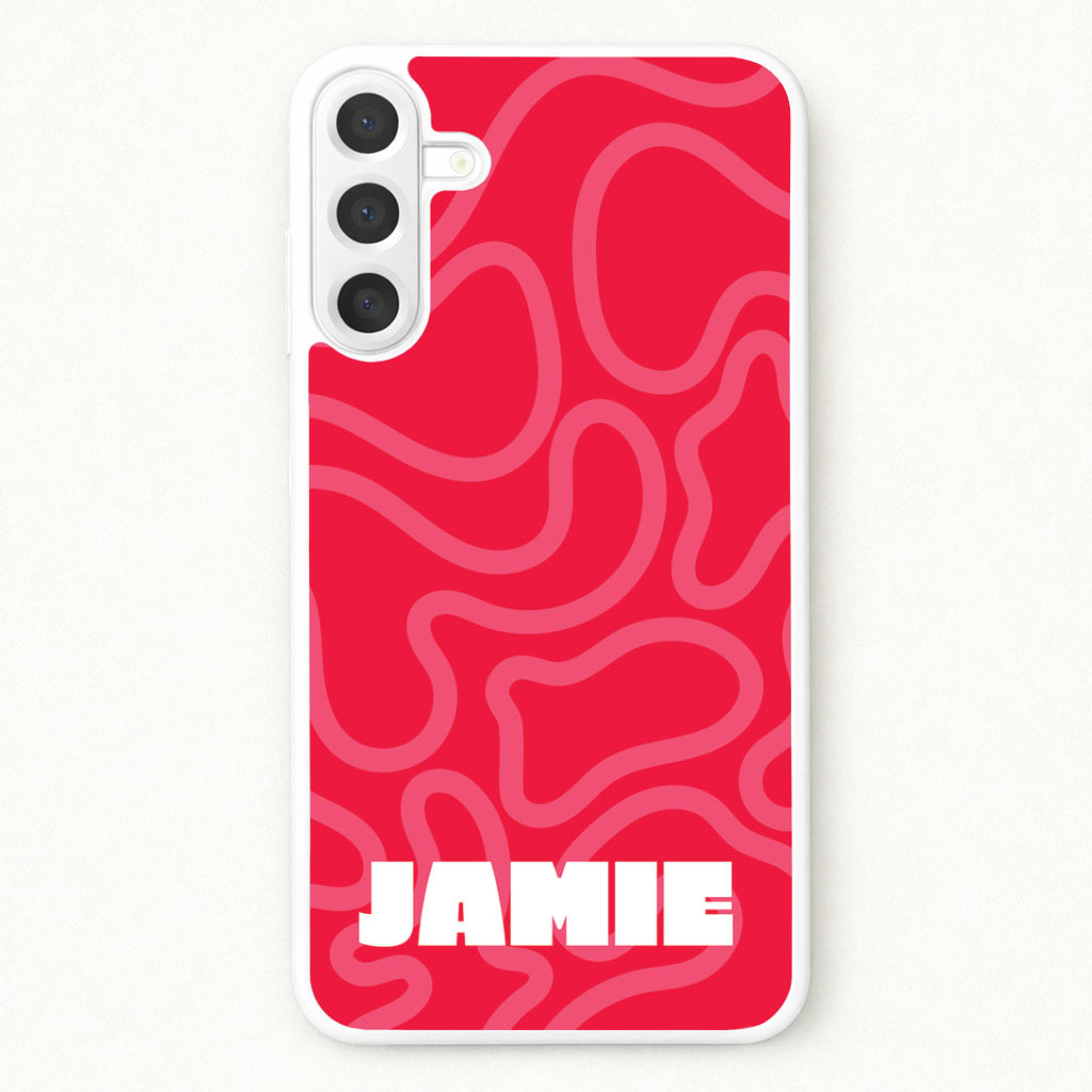 Red And Pink Squiggles Personalised Name Phone Case for Galaxy A17