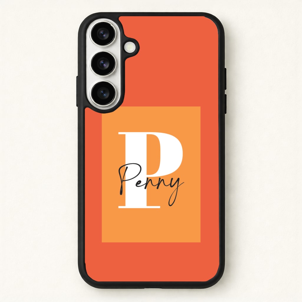 Orange Personalised Name Phone Case for Galaxy S26