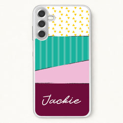 Geometric Patterns Personalised Name Phone Case for Galaxy A17
