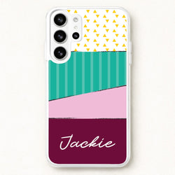 Geometric Patterns Personalised Name Phone Case for Galaxy S26 Ultra