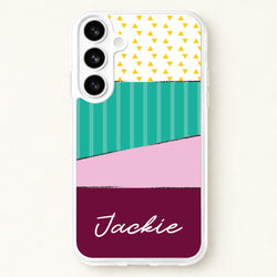 Geometric Patterns Personalised Name Phone Case for Galaxy S26 Plus