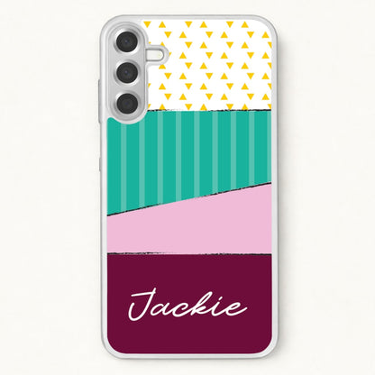 Geometric Patterns Personalised Name Phone Case for Galaxy A57